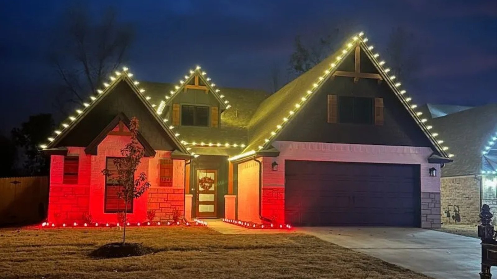 C9 LED Bulbs on a House - Tulsa