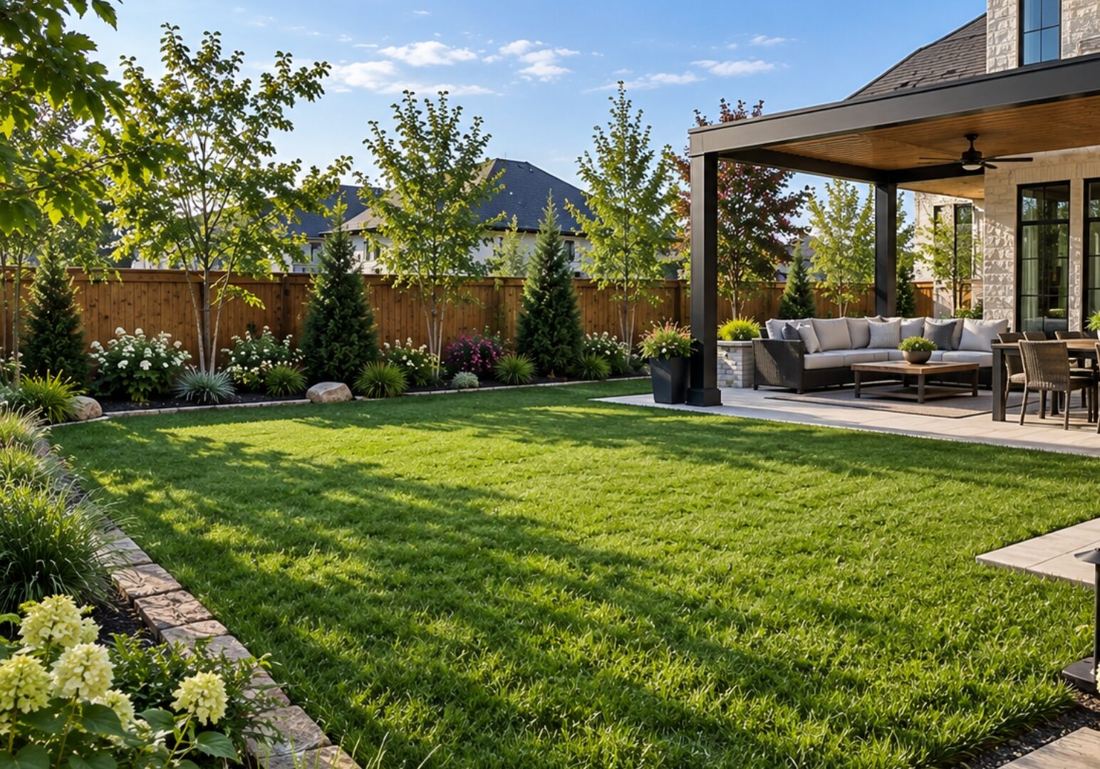 fall-backyard-landscaping-Tulsa-House